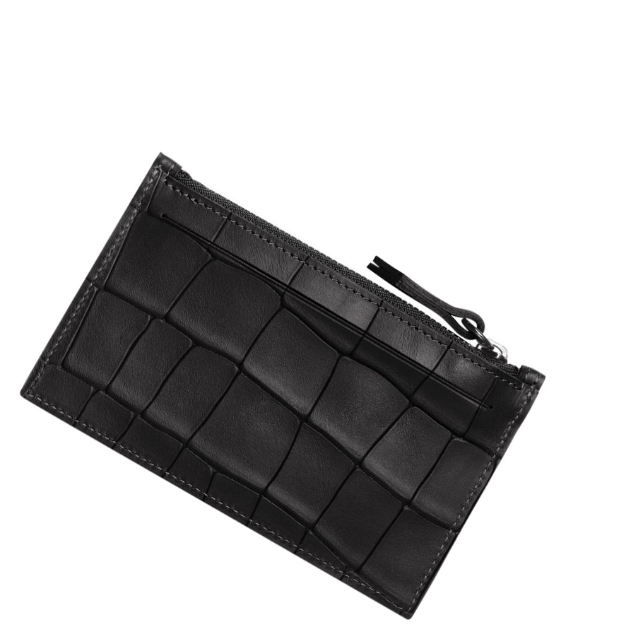 Longchamp Croco Block Münzgeldbörsen Damen Schwarz | DE-THU6857