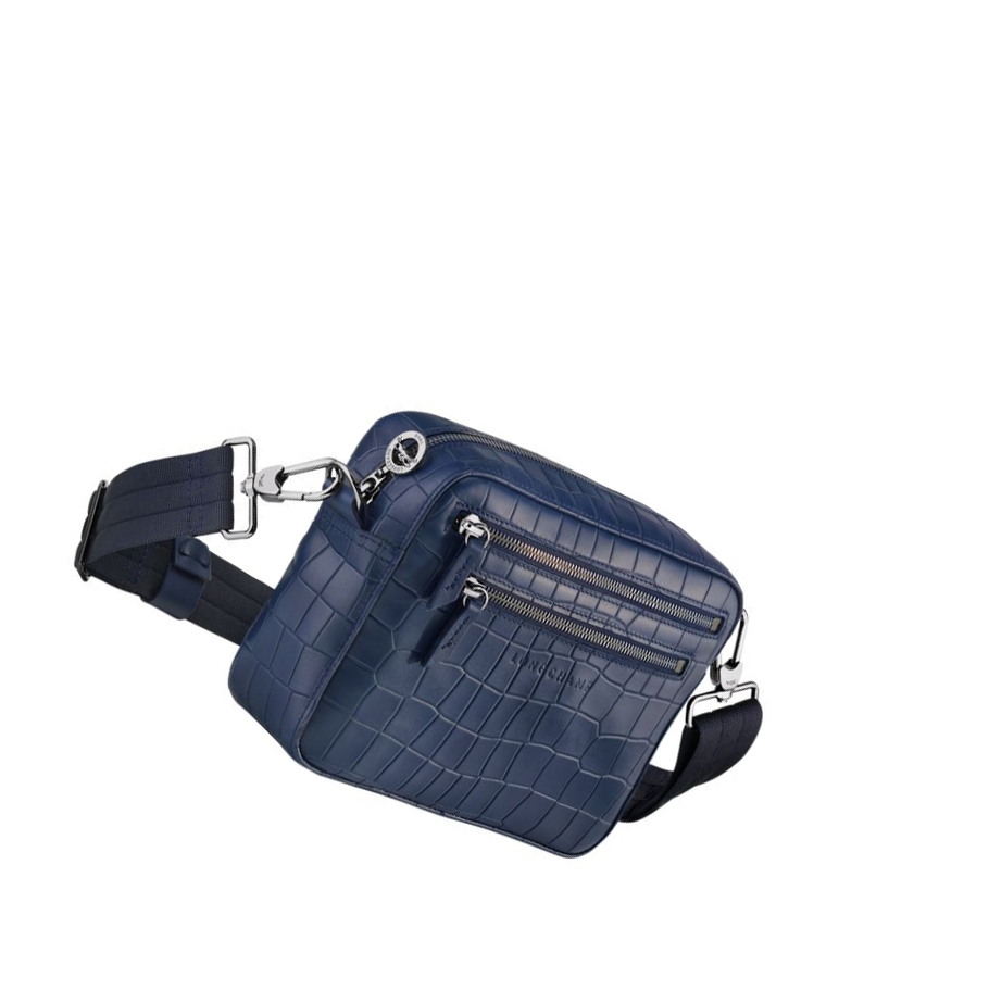 Longchamp Croco Block crossbody taschen Damen Navy | DE-GOZ3970