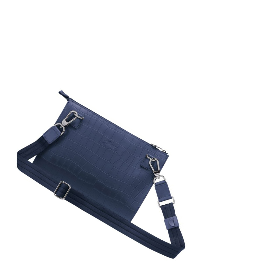 Longchamp Croco Block crossbody taschen Damen Navy | DE-NDV0856