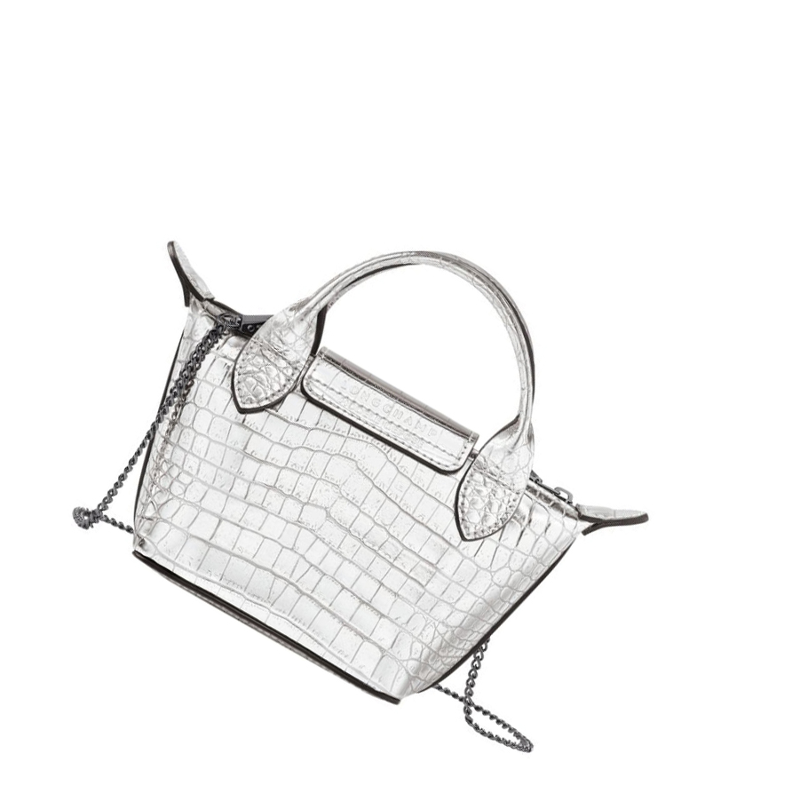 Longchamp Le Pliage Cuir Croco crossbody taschen Damen Silber | DE-HLP1723