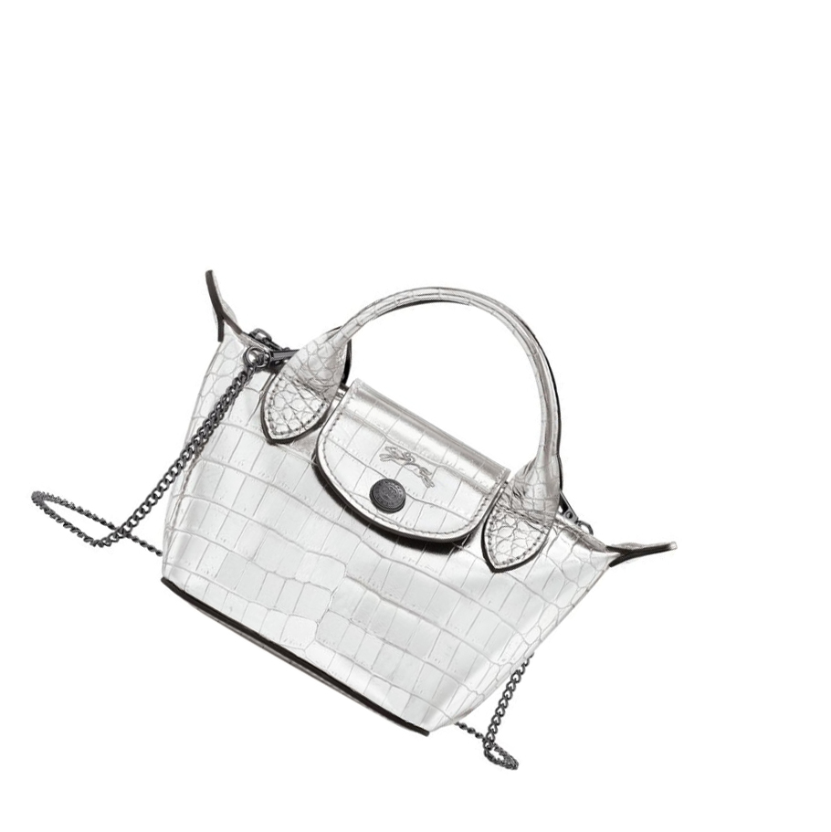 Longchamp Le Pliage Cuir Croco crossbody taschen Damen Silber | DE-HLP1723