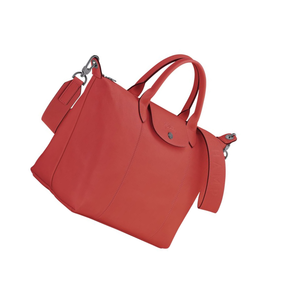 Longchamp Le Pliage Cuir M Handtasche Damen Rot | DE-FST2308