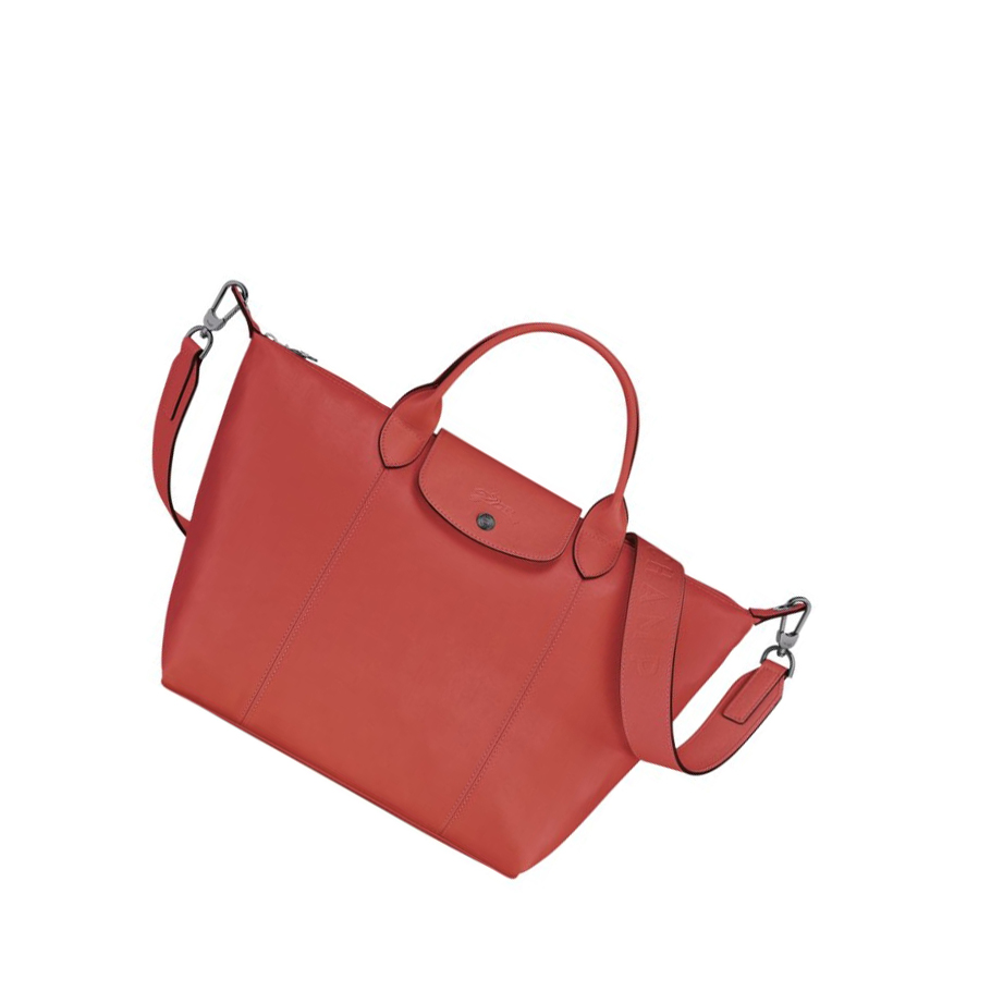 Longchamp Le Pliage Cuir M Handtasche Damen Rot | DE-FST2308