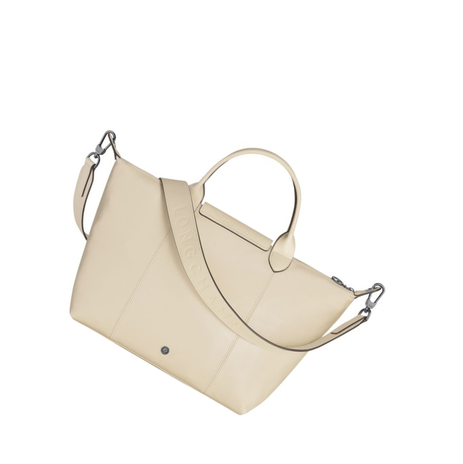 Longchamp Le Pliage Cuir M Handtasche Damen Beige | DE-IEA7084