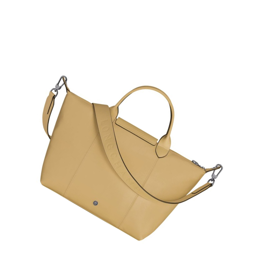 Longchamp Le Pliage Cuir M Handtasche Damen Beige | DE-NVG7106