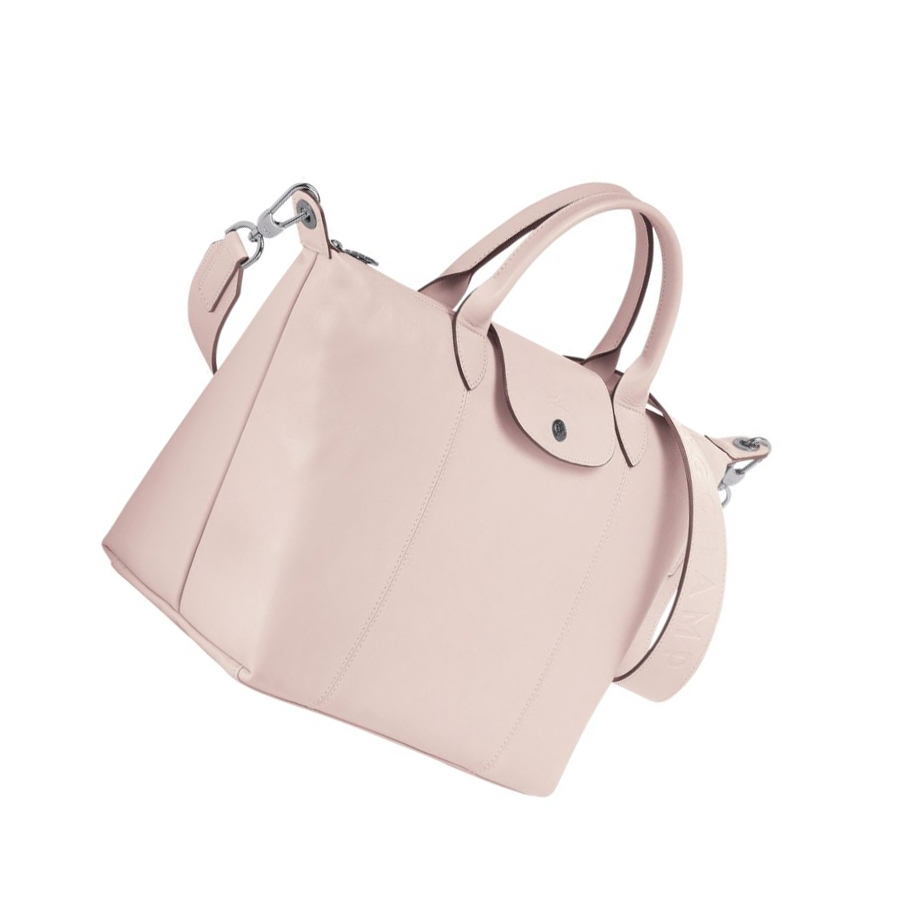 Longchamp Le Pliage Cuir M Handtasche Damen Rosa | DE-OWQ6105