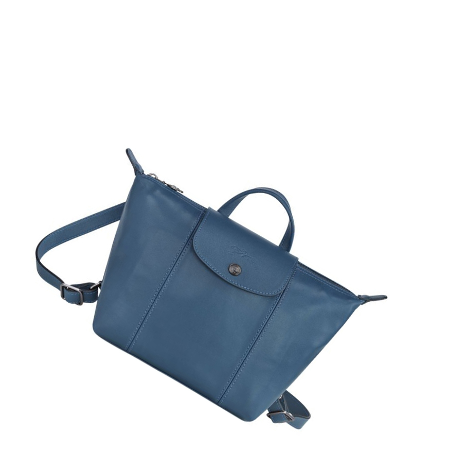 Longchamp Le Pliage Cuir Rucksäcke Damen Blau | DE-KYC5106