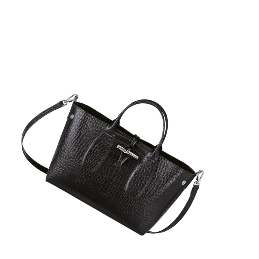 Longchamp Roseau M Handtasche Damen Schwarz | DE-ZFJ3128