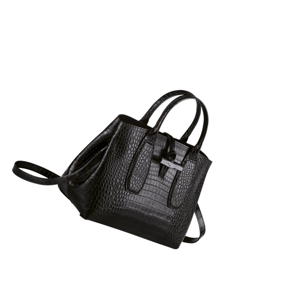 Longchamp Roseau M Handtasche Damen Schwarz | DE-ZFJ3128