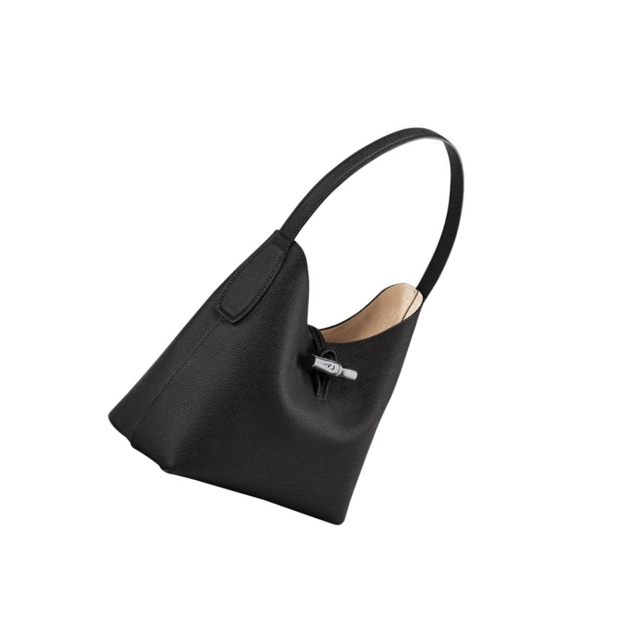 Longchamp Roseau M Schultertaschen Damen Schwarz | DE-UEK4952