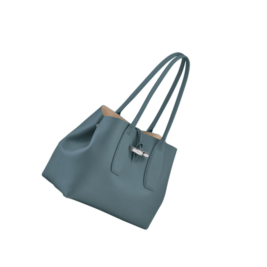 Longchamp Roseau Schultertaschen Damen Blau | DE-AUM9372