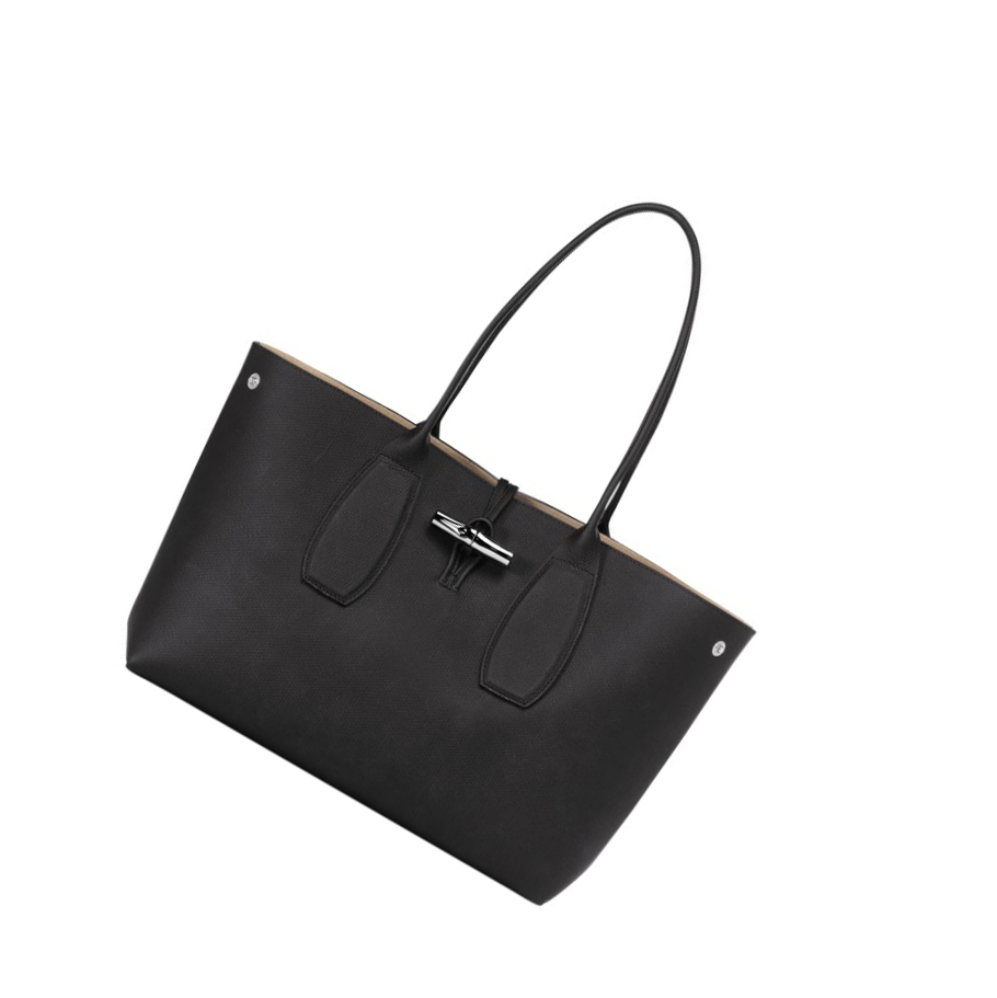 Longchamp Roseau Schultertaschen Damen Schwarz | DE-IEB1034