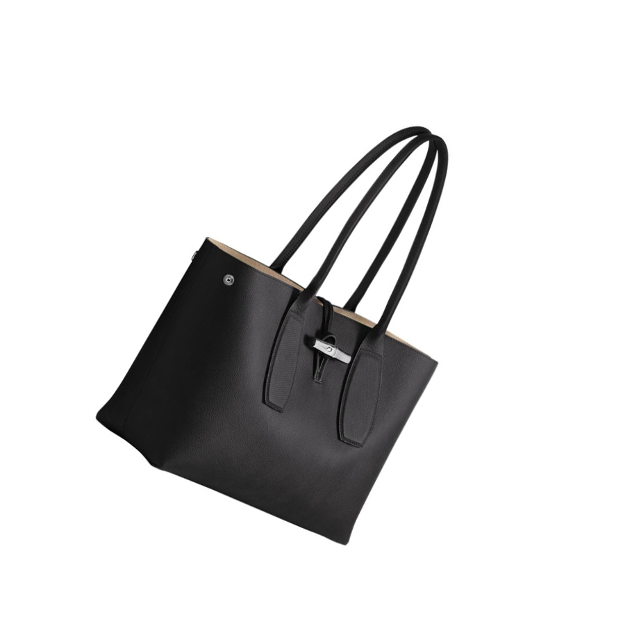 Longchamp Roseau Schultertaschen Damen Schwarz | DE-IEB1034