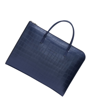 Longchamp Croco Block S Aktentaschen Herren Navy | DE-AYU5863