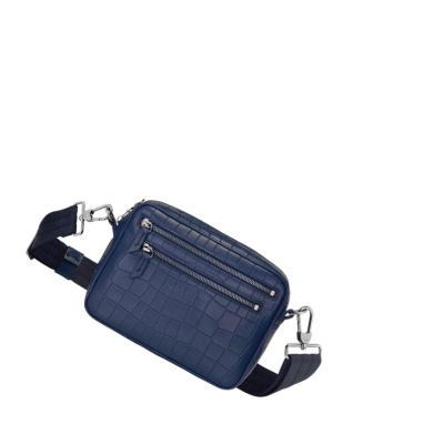 Longchamp Croco Block crossbody taschen Damen Navy | DE-GOZ3970