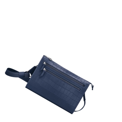 Longchamp Croco Block crossbody taschen Damen Navy | DE-NDV0856