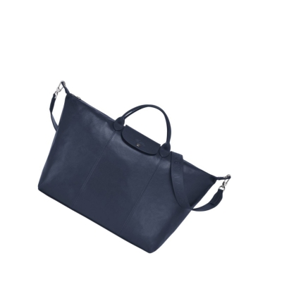 Longchamp Le Pliage Cuir L Reisetaschen Herren Navy | DE-BJR9534