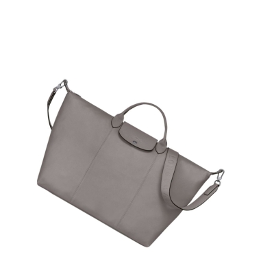 Longchamp Le Pliage Cuir L Reisetaschen Herren Grau | DE-IMY1984