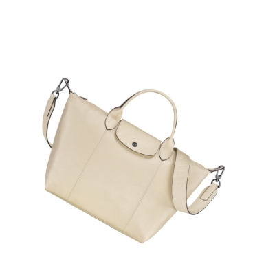 Longchamp Le Pliage Cuir M Handtasche Damen Beige | DE-IEA7084