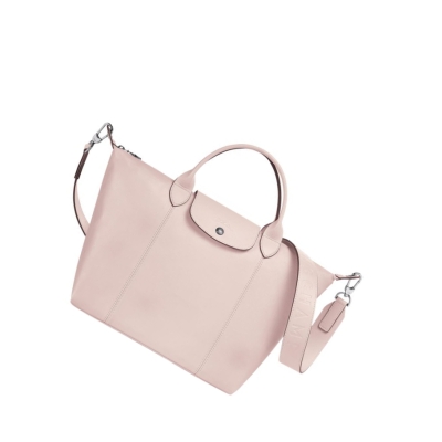 Longchamp Le Pliage Cuir M Handtasche Damen Rosa | DE-OWQ6105