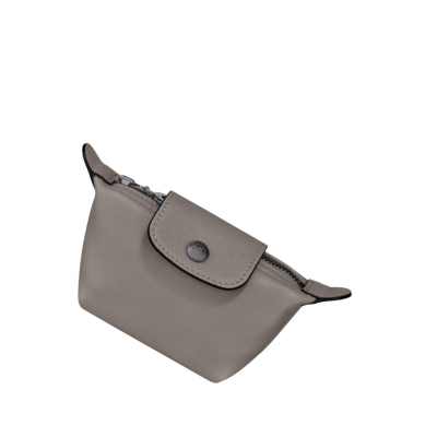 Longchamp Le Pliage Cuir Münzgeldbörsen Damen Grau | DE-PGQ2978