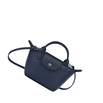 Longchamp Le Pliage Cuir crossbody taschen Damen Navy | DE-LFD6237